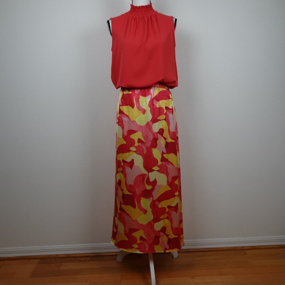 Ming Wang Skirt & Top Set Outfit Women's Size XS Pink Yellow TWO Pieces Colorful
